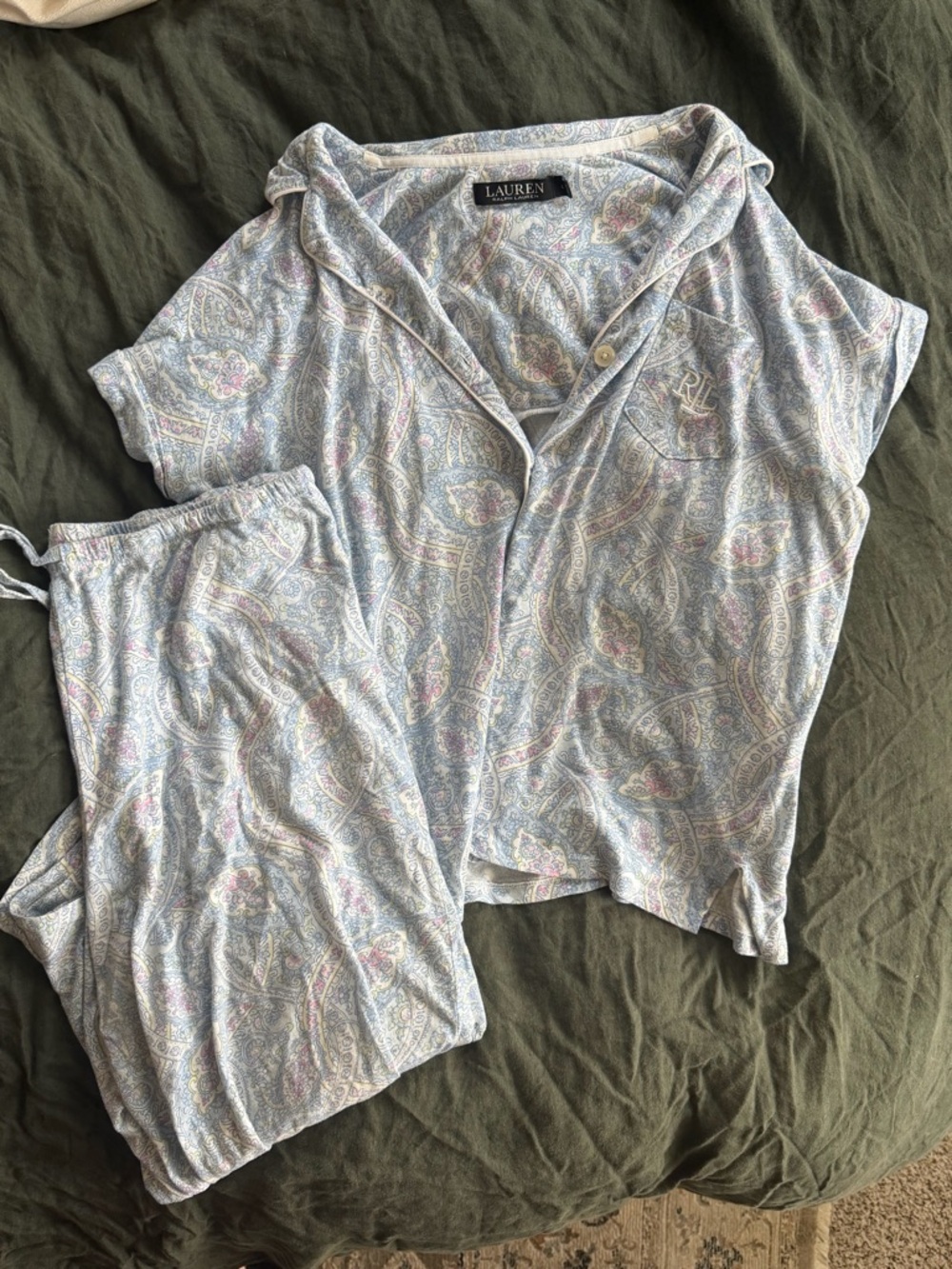 Lauren Ralph Lauren Light Blue Paisley Short PJ Set